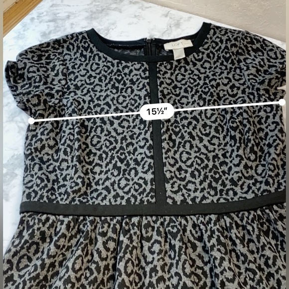 Loft Black & Gray Leopard Print Fit & Flare Dress Size 0 XSmall - Picture 13 of 17